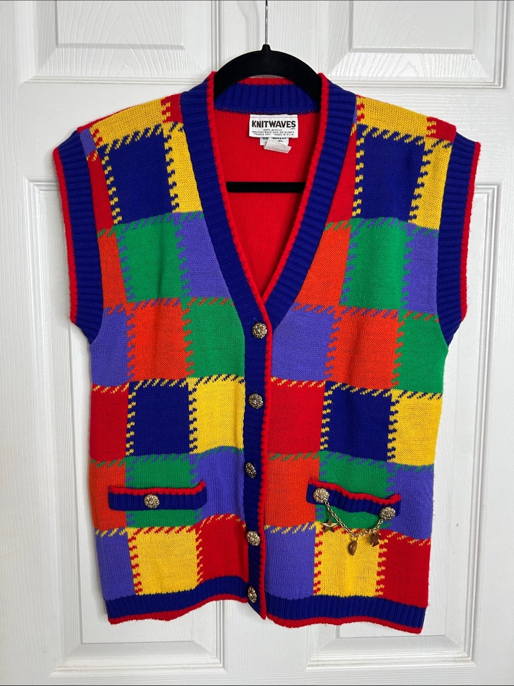 Vintage Knitwaves patchwork sweater vest